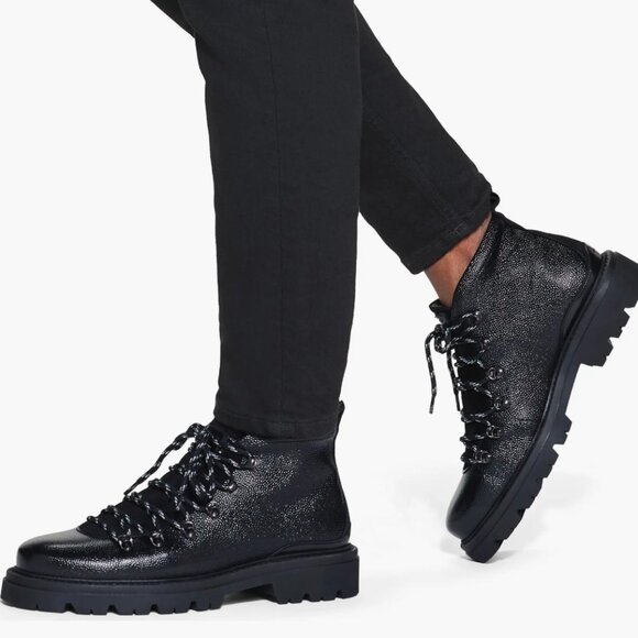 Kurt Geiger London Coniston Black Leather Hiker Boot Men's Size 44.5 or US 11.5 - Picture 1 of 10